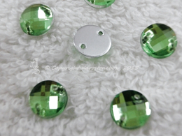 15 Qualitäts Aufnähsteine in 8 mm rund Farbe Peridot