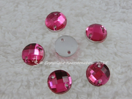 15 Qualitäts Aufnähsteine in 8 mm rund Farbe Pink Fuchsia