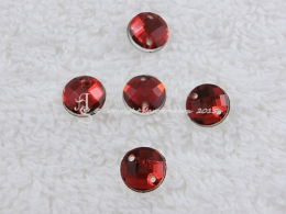 15 Qualitäts Aufnähsteine in 8 mm rund Farbe Rot