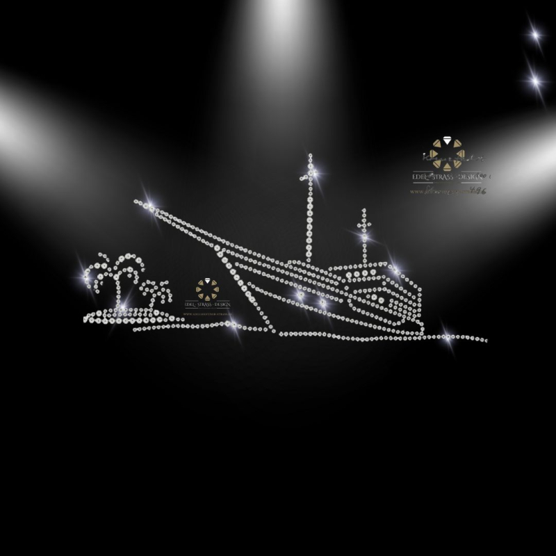 Strass Bügelbild Segelschiff Yacht 150503