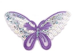 Applikation Hotfix Patch zarter Schmetterling Flieder mit Pailetten