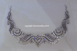 Hotfix Bügelbild Strass Edler Ausschnitt Crystal-Cobalt Blau 160321