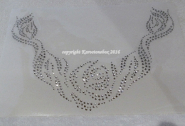 Hotfix Bügelbild Strass Kette Rosen Ausschnitt 160321