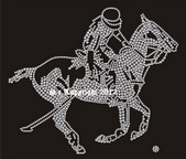 Hotfix Bügelbild Strass Pferd Polospieler 120824-11sa