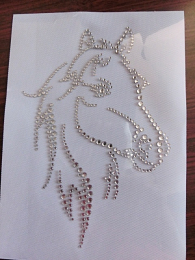 Hotfix Bügelbild Strass hübscher Pferdekopf Reiten Chrystal 130907