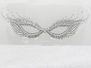 Strass Bügelbild Maske – Fasching & Karneval Crystal-Silber