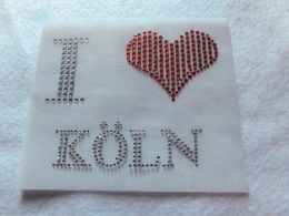 Bügelbild Strass I Love KÖLN 110912
