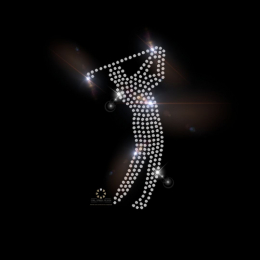 Hotfix Strass Bügelbild Motiv Applikation Golf Spieler 111031