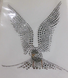 Strass Bügelbild Applikation Vogel Eule Crystal Black Diamond 190327