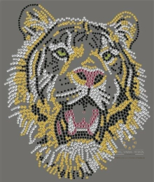 Hotfix-Strass-Bügelbild-Motiv-Applikation-Strassbild-Tiger- Tigerkopf-Gold 130422