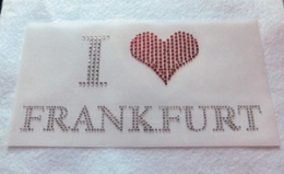 Bügelbild Strass I Love FRANKFURT 110912