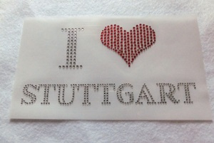 Strass Bügelbild I Love Stuttgart 110912 Applikation Strassbild
