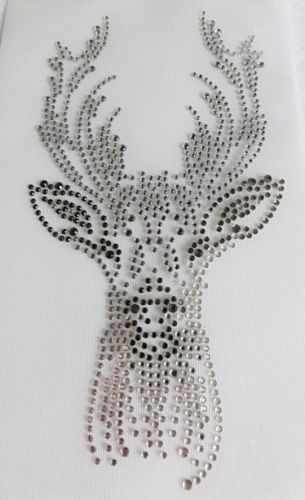 Strass Bügelbild Hirschkopf – Crystal Black Diamond Hotfix Motiv – 140317