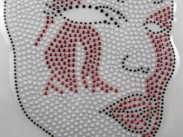 Hotfix Strass Bügelbild Maske Fasching weiß Rot Metallstuds 191020