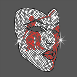 Hotfix Strass Bügelbild Maske Fasching Crystal Rot 191020