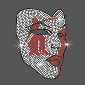 Strass Bügelbild Maske – Fasching Karneval Crystal-Rot 191020