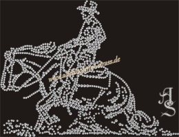 Hotfix Bügelbild Strass Pferd Western Cowboy Sliding 120924