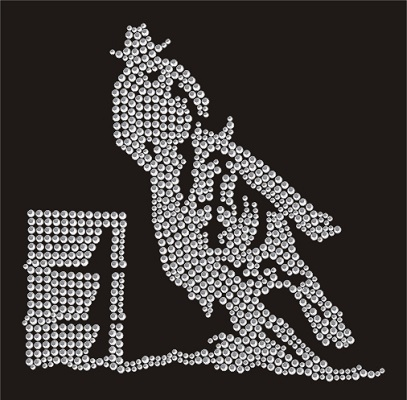 Strass Bügelbild Westernreiter Barrel Racing 110905 Crystal