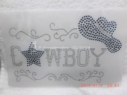 Bügelmotiv Applikation CountryCowboy Schwarz Silber Metallstuds 140305