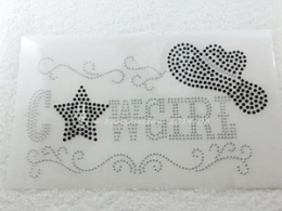 Bügelmotiv Applikation CountryCowboy Schwarz Silber Metallstuds 140305