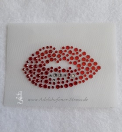 Hotfix Strass Bügelbild Strassbild Strass kleiner Mund 200630
