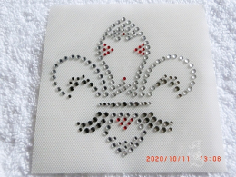 Hotfix Strass Bügelbild Lilie Schabracke Rot Crystal Black Diamond 160107