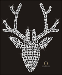 Hotfix Strass Bügelbild Hirsch Hischkopf Crystal 131206-21