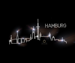 Hotfix Bügelbild Strass Skyline Hamburg groß 120224