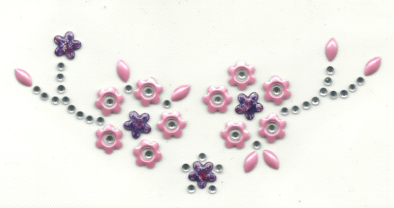 Strassmotiv Blüten-Ranke rosa – Hotfix Bügelbild