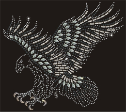 Hotfix Strass Buegelbild Silberner Adler - Eagle Applikation 150608