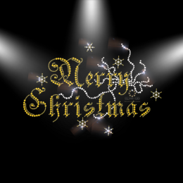 Hotfix Strass Applikationen und Bügelbilder für Merry Christmas“