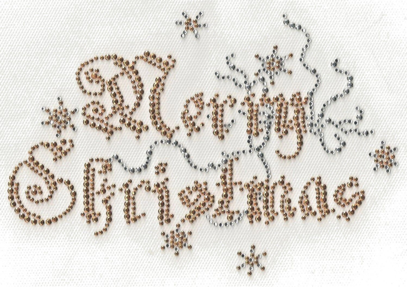 Merry Christmas – Strass Applikation & Strass Bügelbild – Hotfix Weihnachtsmotiv