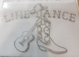 Strass Bügelbild Line Dance Gitarre Stiefel 130504