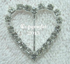 Strass Gleiter Herz Form groß 29 mm silber gefasst