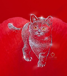 Hotfix Strass Bügelmotiv Bügelbild Katze 241002 Strass Bügelapplikation