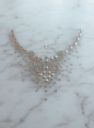 Strass Bügelbild Applikation Ausschnitt Dekolletè Silber Glitter Crystal 250207