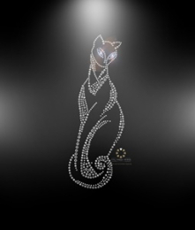 Edle Katze XXL Hotfix Strass Bügelbild Motiv Edle Katze Applikation Bügelmotiv 190609