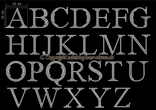Strass Buchstaben Initialen Schriftart 1 Hotfix Bügelbild Applikation 110925 zur Wahl