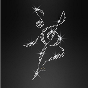 Strass Bügelbild Notenschlüssel tanzend – Hotfix Applikation