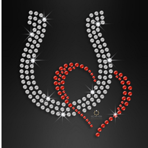 Strass Bügelbild Hufeisen mit Herz 251219