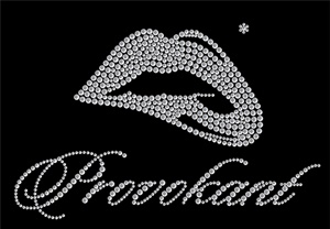 Strassmotiv „Provokant“ – Mund mit Schriftzug aus Strass