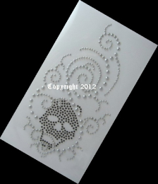 Hotfix Strass Bügelbild Totenkopf Schwarz 120527