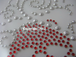 Hotfix Strass Bügelbild Totenkopf Silber gehämmert Rot 120527