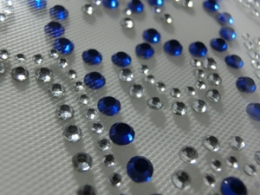 Bügelbild Strass aufwändiges Kreuz Crystal + Cobaltblau 120223