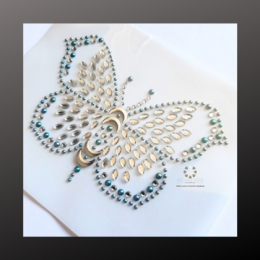 Strass Bügelmotiv Schmetterling Blau 230609