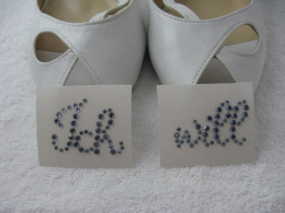 Aufkleber Strass Sticker Braut Schuhe Blau  I Will
