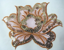 Applikation Hotfix Patch Blume Tulpe in Gold mit Pailetten Nr. 2