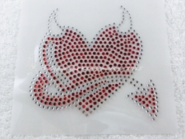 Hotfix Strass Bügelbild Applikation Teufelsherz Herz Teufel 150126