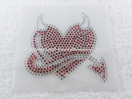 Hotfix Strass Bügelbild Applikation Teufelsherz Herz Teufel 150126