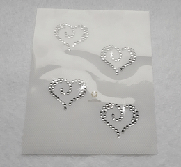 Hotfix Strass Bügelbild Motiv Applikation 4 Herzen geschw. 221205